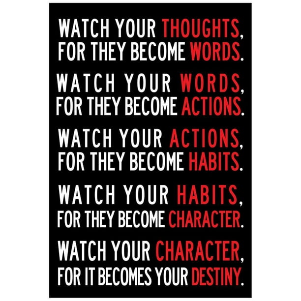 QUALITY OF YOUR THOUGHTS Quote Poster Success Motivation Print Life Frame